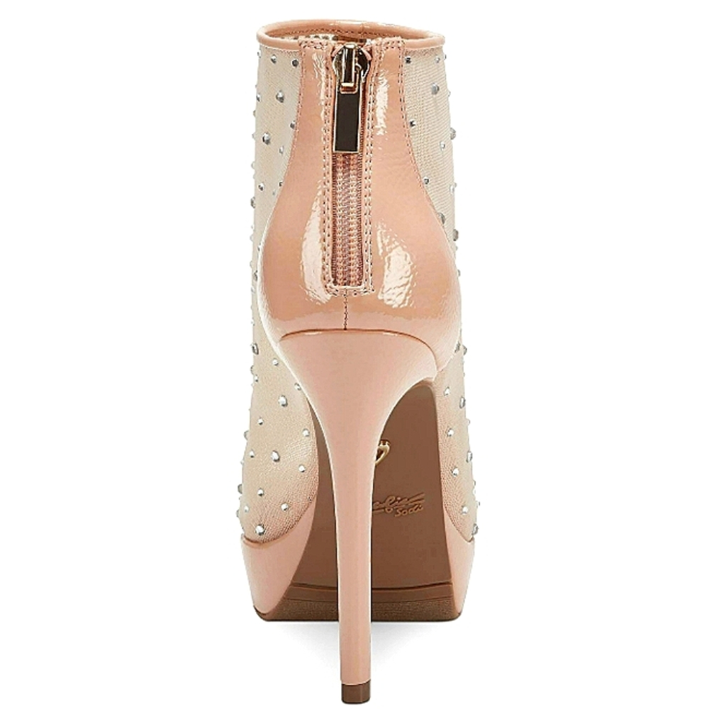 New w/Box Thalia Sodi Desire Nude Mesh Bling Peep-Toe Platform Stilettos Size 10 - Picture 4 of 15